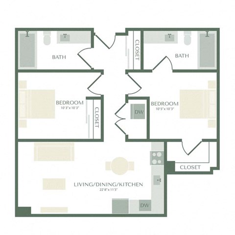 a floor plan of a residence with an open floor plan